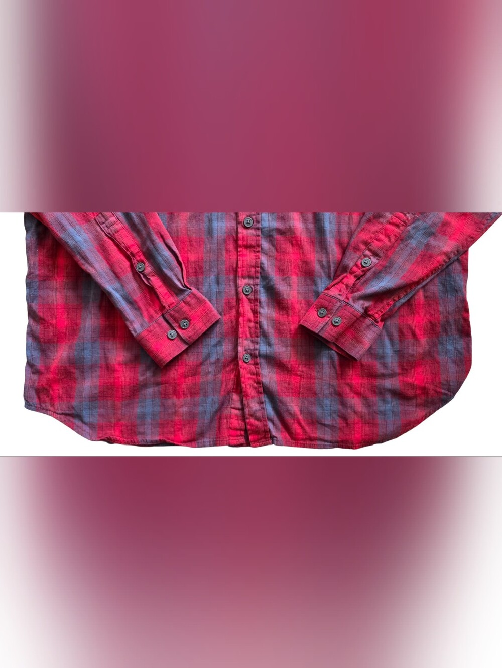 Columbia XL Red Blue Plaid Long Sleeve Outdoor Gorpcore Button Down Shirt - Picture 5 of 8